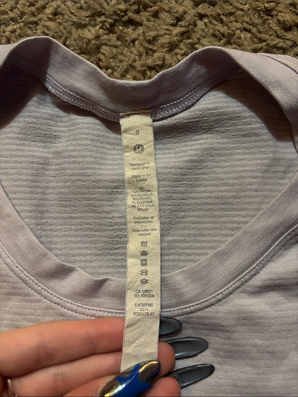 lululemon athletica Light Lavender Short Sleeve Tee